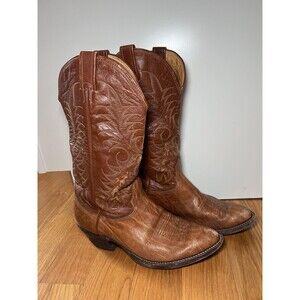 Nocona Boots Mens Size 9.5 Brown Leather Western Cowboy Boots Round Toe Pull On